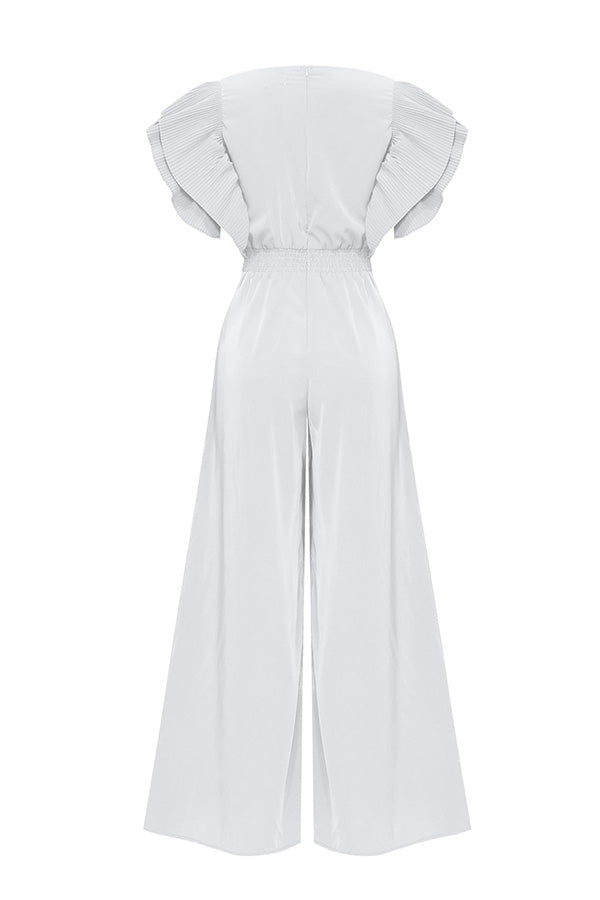 Anita Butterfly Sleeve Deep V Neck Wide Leg Pants Jumpsuit