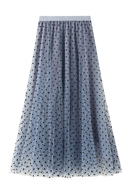 Polka dot high waist gauze skirt princess dress
